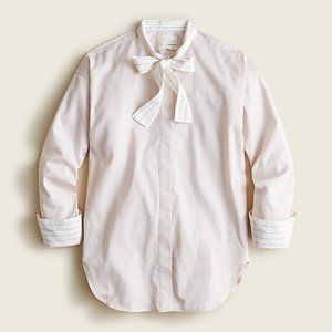 Thomas Mason for J.Crew relaxed tie-neck shirt in burgundy stripe Size 6 NWT